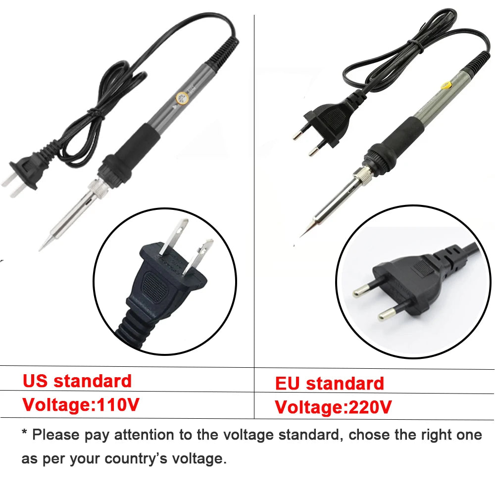 60W Adjustable Temperature Soldering Iron - 110V/220V Electric Welding Iron for DIY & Electronics Repair