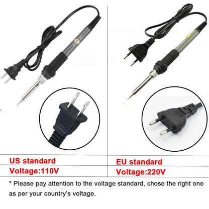60W Adjustable Temperature Soldering Iron - 110V/220V Electric Welding Iron for DIY & Electronics Repair