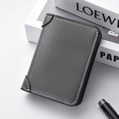 Ultra Thin Mini Leather Wallet - Soft PU Credit Card Holder Vertical Short Wallet for Men