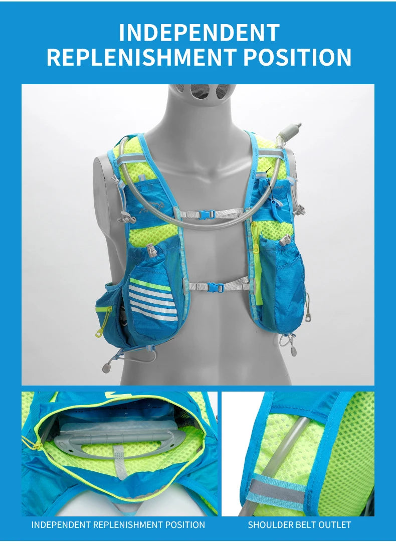 8L Running & Cycling Hydration Vest Backpack — Hiking & Marathon Water Pack with 1.5L Bladder and 500ml Bottle
