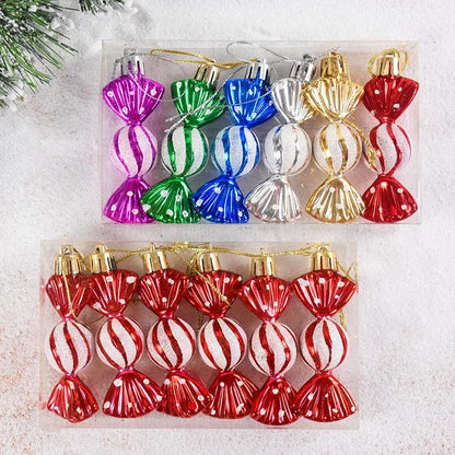 6PCS Christmas Candy Cane & Lollipop Hanging Ornaments – Festive Tree Pendants for Home Holiday Decor