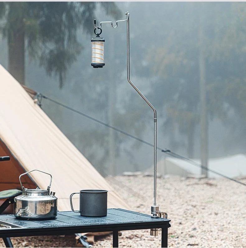 Portable Stainless Steel Light Pole Bracket — Outdoor IGT Table Supply and Desktop Mount Camping Table Accessory