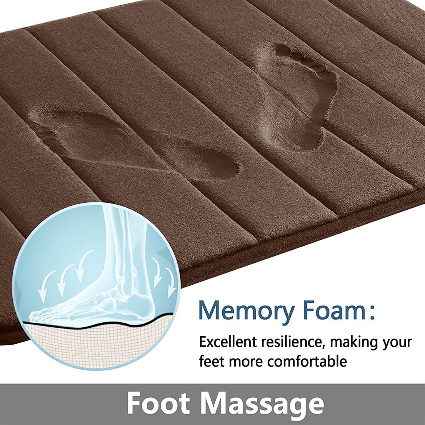 Super Absorbent Memory Foam Bath Mat - Non-Slip Bathroom Rug, Bathtub Side Floor Rug, Shower Room Doormat