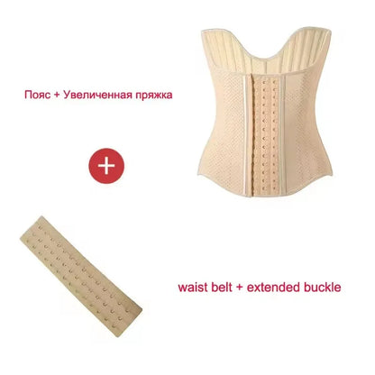 5XS-4XS Latex Rubber Waist Trainer – High Compression 25 Steel Bone Corset Shapewear, Belly Body Shaper Fajas Colombian Girdle Belt