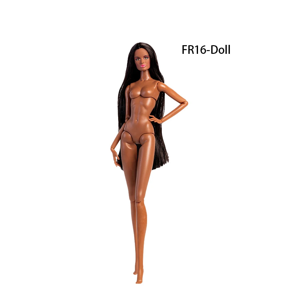 32cm European Supermodel Nude Doll – Original 1/6 Joint Figure with Multi-Color Skin and Exquisite Makeup, Full Series Collectible Toy