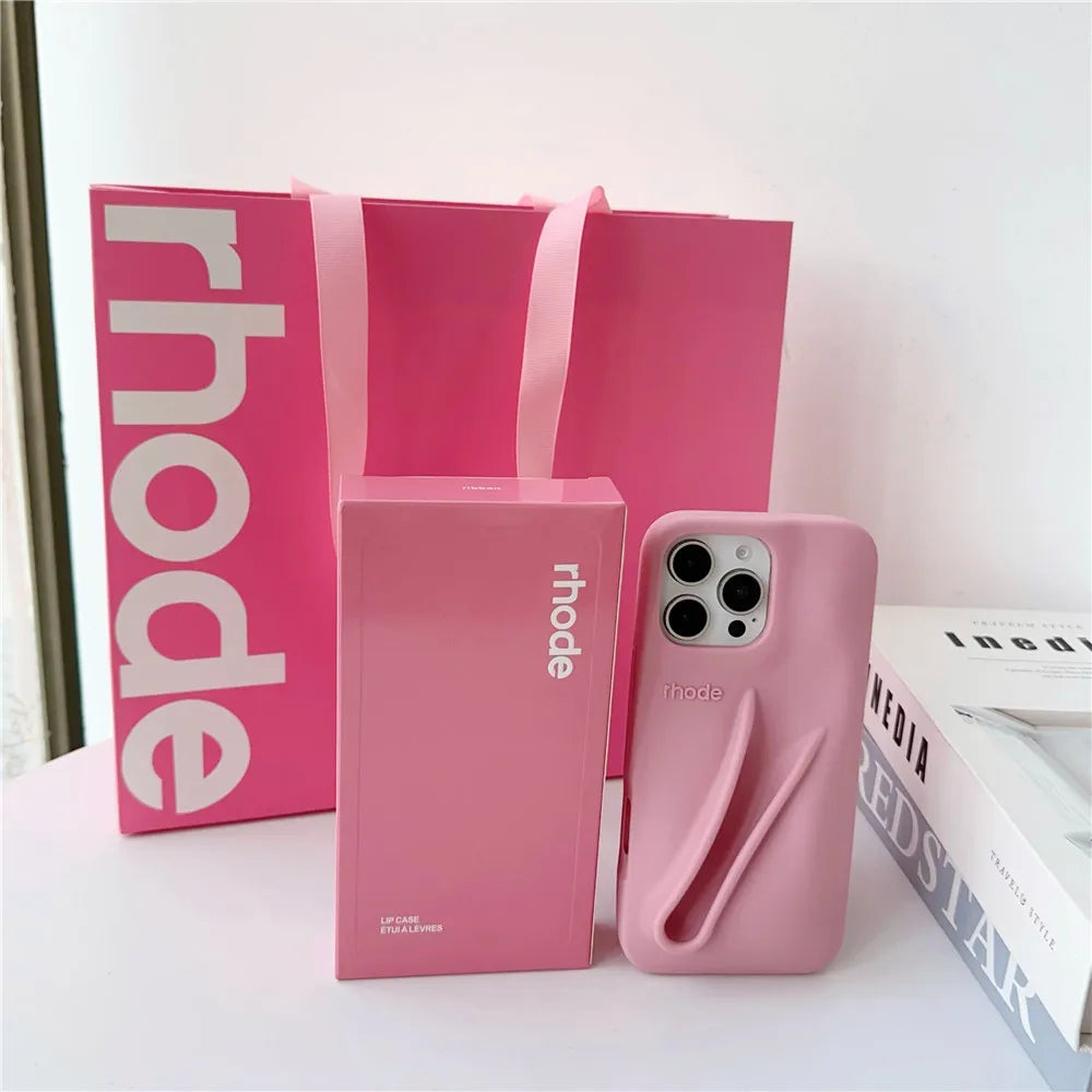Rhode Bag iPhone Case - Lip Gloss Style Silicone Stand Cover for iPhone 17 Air 16 15 14 13 12 Pro Max Plus 16E