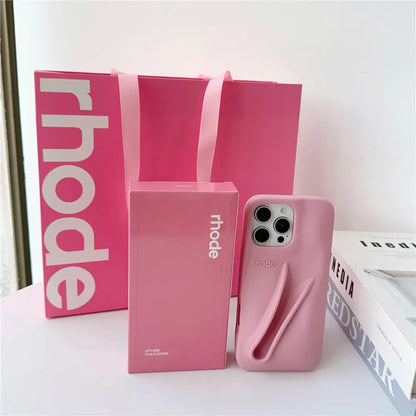 Rhode Bag iPhone Case - Lip Gloss Style Silicone Stand Cover for iPhone 17 Air 16 15 14 13 12 Pro Max Plus 16E