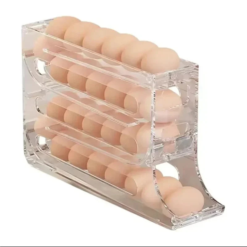Automatic Rolling Egg Storage Box - 30-Egg Capacity for Refrigerator Side Door - Kitchen Egg Preservation Rack