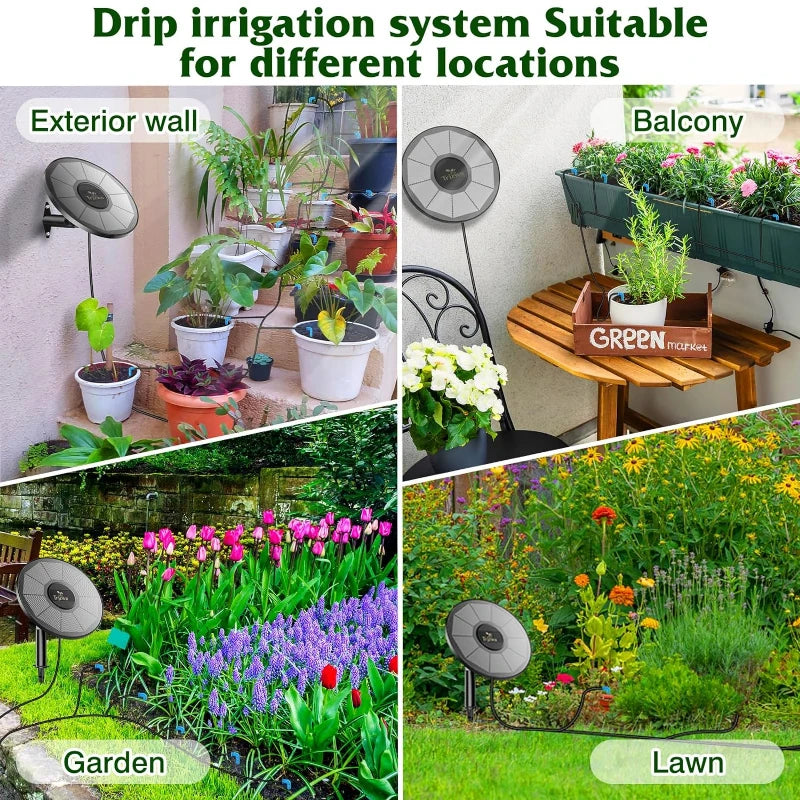 DIY Solar Irrigation System – 15 Meter Hose Garden Watering Kit, Drip Irrigation for Garden, Balcony, and Greenhouse