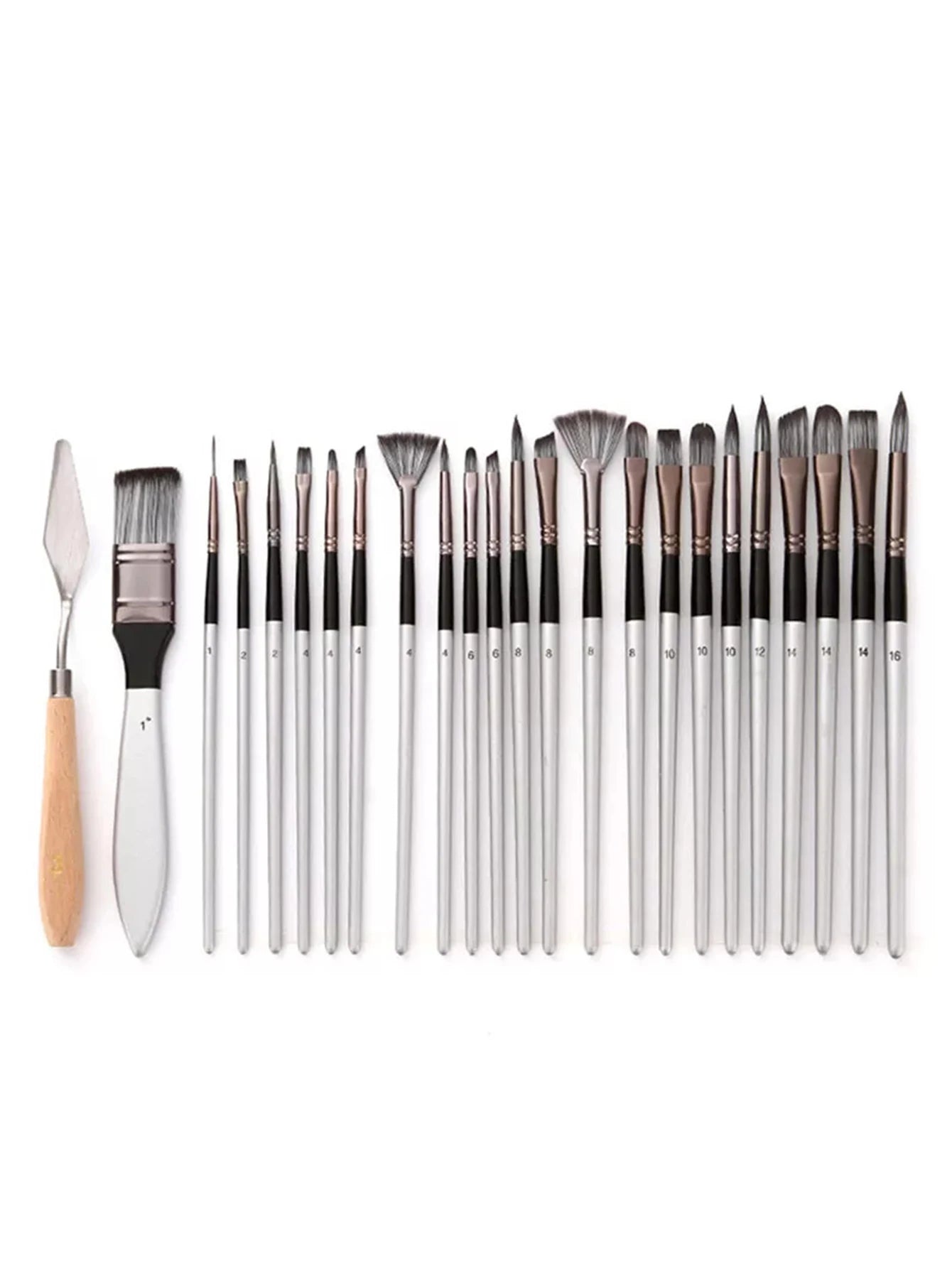 Bview Art 24-Piece Paint Brush Set: Enhanced Synthetic Brushes with Cloth Roll and Palette Knife - for Acrylic, Oil, Water Painting