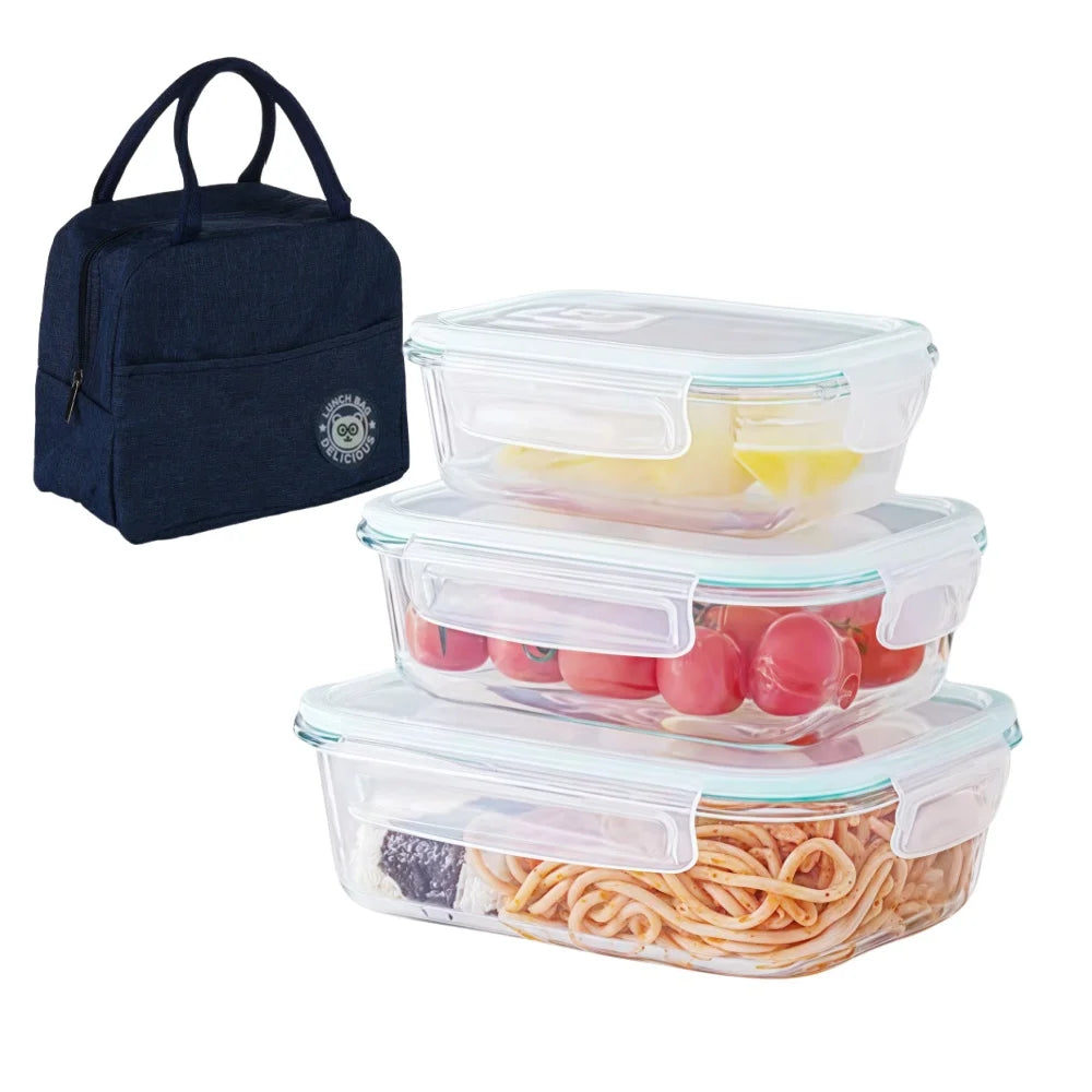 Glass Food Storage Containers — Airtight Bento Boxes for Meal Prep, Microwave, Oven, Freezer & Dishwasher, BPA Free