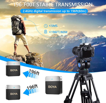 BOYA BY-M1V Wireless Lavalier Microphone: Lapel Condenser Mic for iPhone, Android, Smartphone, Camera, PC - Ideal for Gaming, YouTube, Broadcast, Vlog