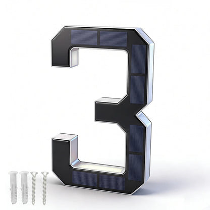 12CM Solar House Number Light - LED Outdoor Address Sign with Light Sensor for Home & Doorway