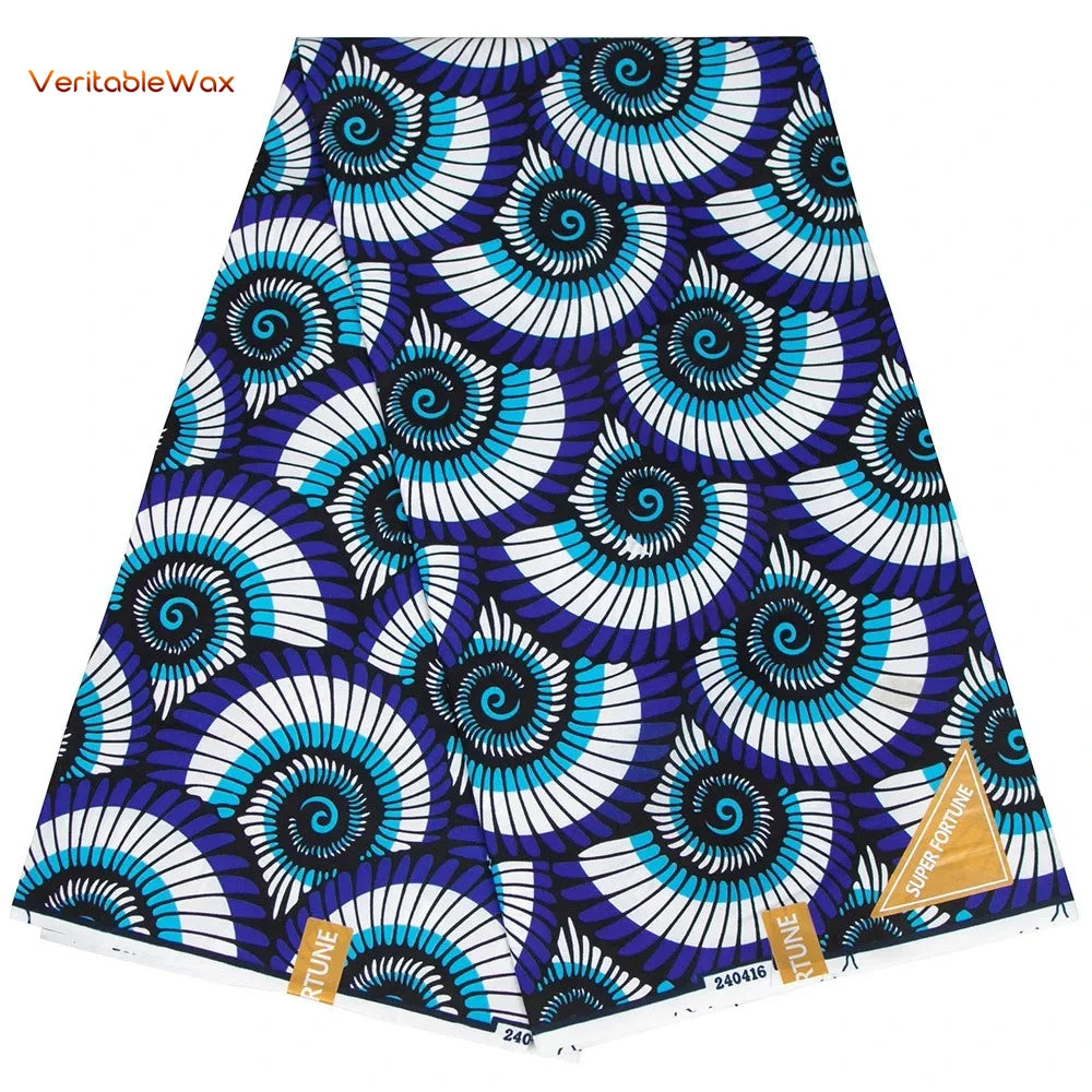Ankara African Wax Print Fabric - Batik Pagne Polyester Material for DIY Sewing, Patchwork & Wedding Dress Craft