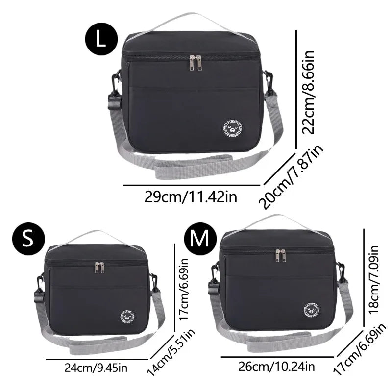 Insulated Waterproof Lunch Bag – Large Capacity Thermal Food Container with Adjustable Shoulder Strap for School & Daily Use