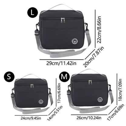 Insulated Waterproof Lunch Bag – Large Capacity Thermal Food Container with Adjustable Shoulder Strap for School & Daily Use