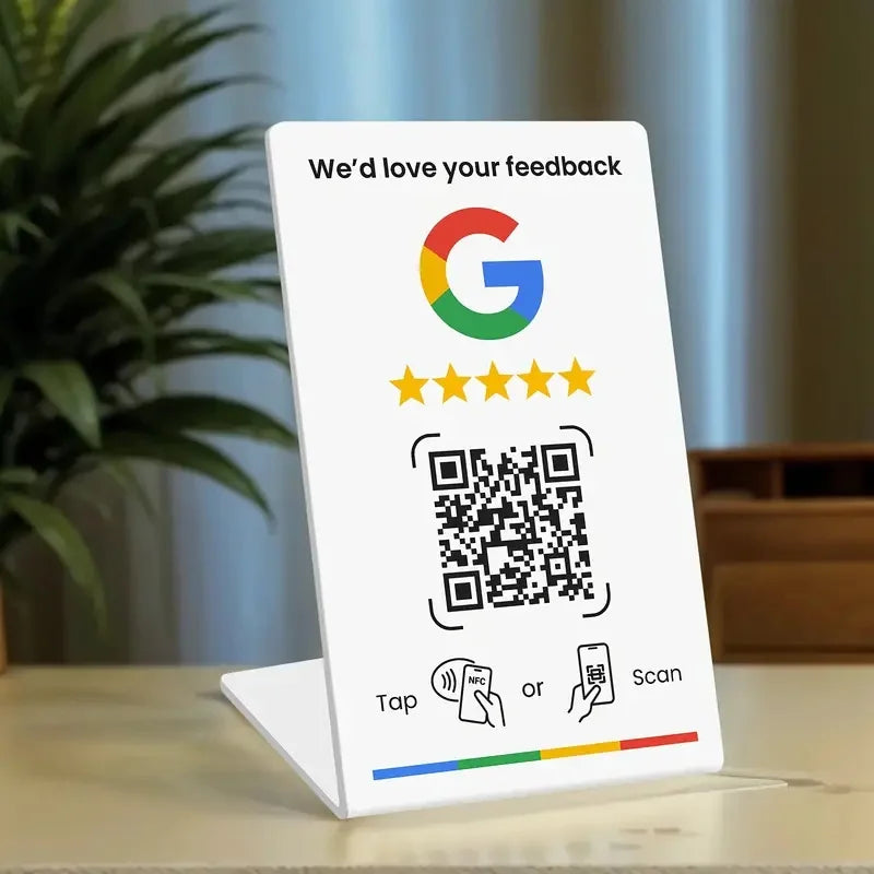 NFC 215 Google Review Card - Programmable 13.56MHz NFC Stand with QR Code