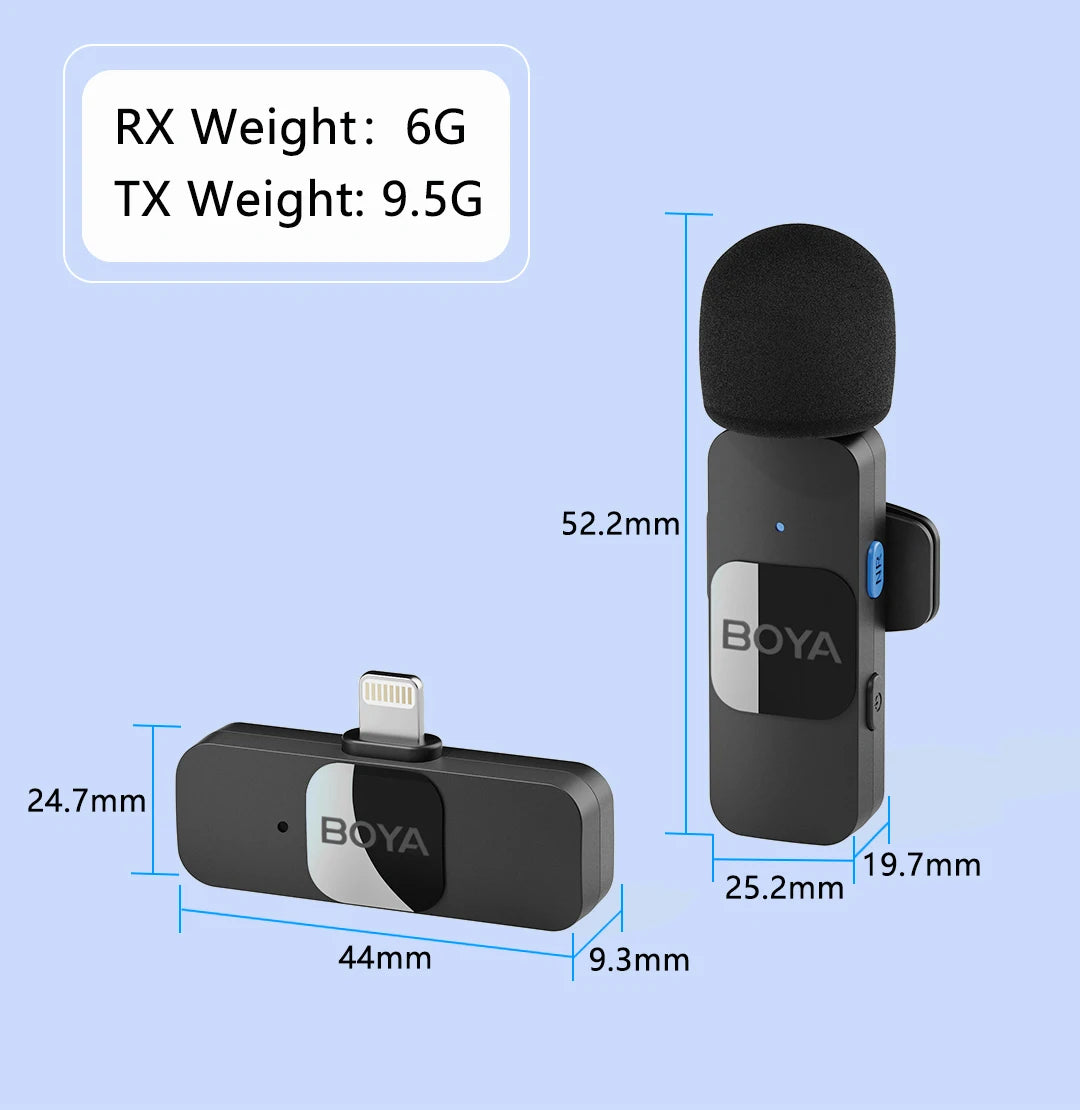 BOYA BY-V Wireless Lavalier Microphone – Professional Mini Mic for iPhone, iPad, Android, Live Broadcast, Gaming, Recording & Vlog