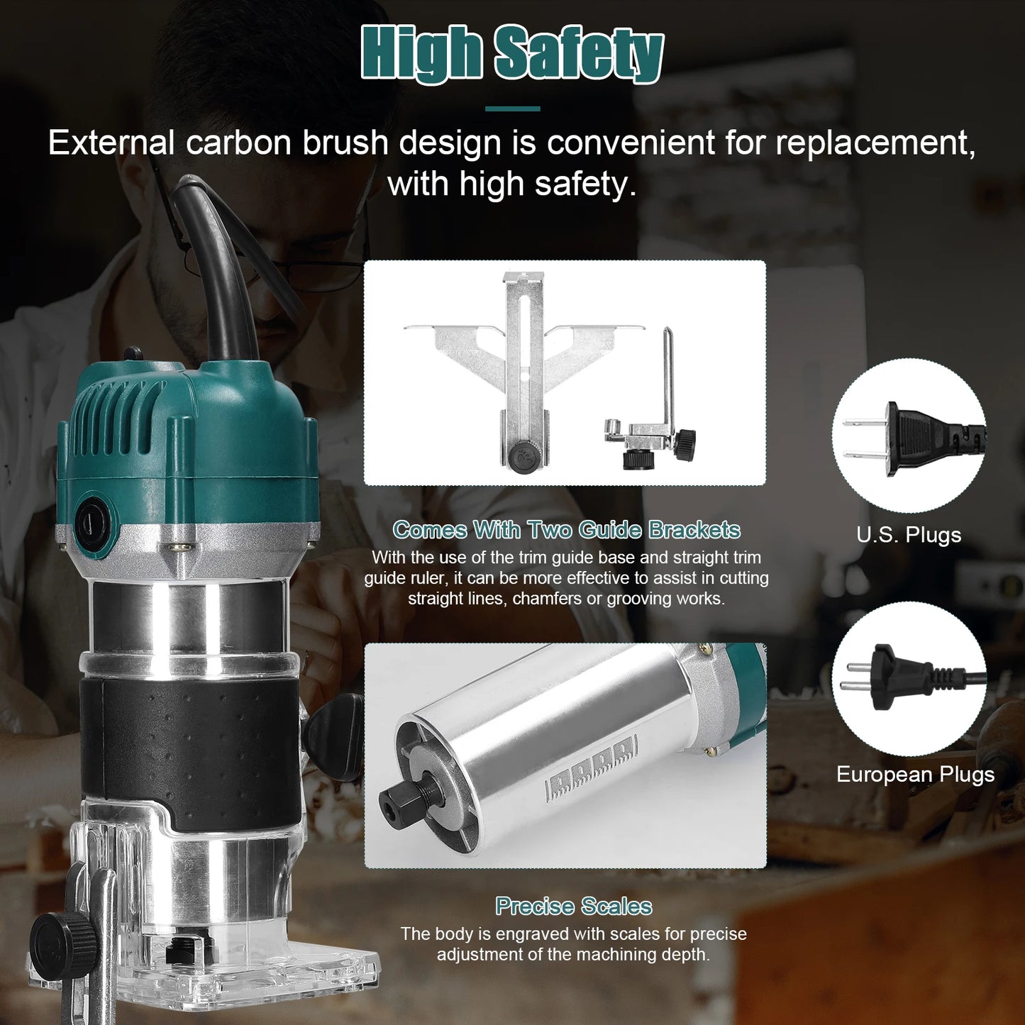 Multifunctional Woodworking Electric Trimmer - Router, Milling, Engraving & Slotting Carving Tool