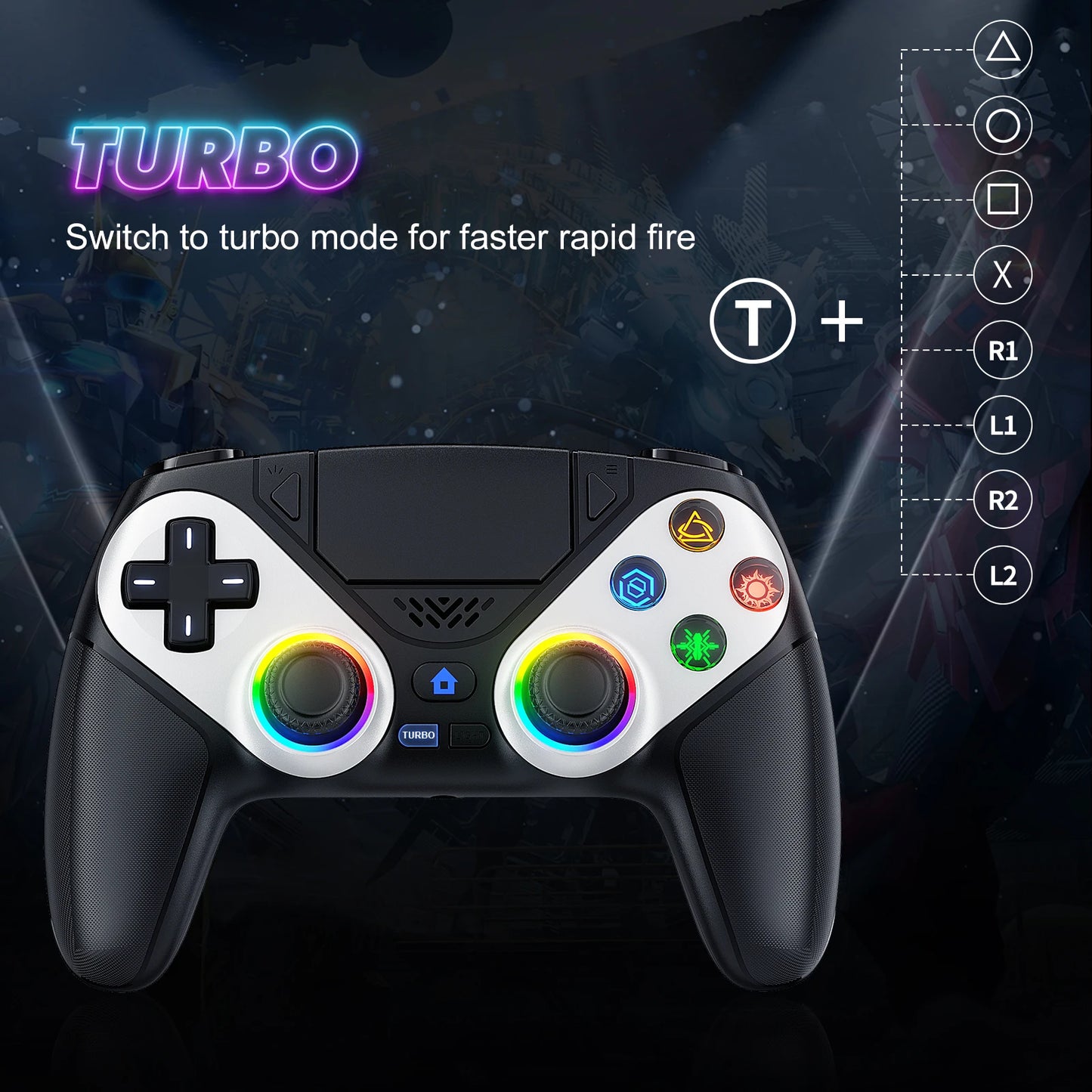 Bluetooth Wireless Gamepad for PS5 – Dual Sense Controller with Turbo, Vibration & Programmable Buttons for PS5/PC Console