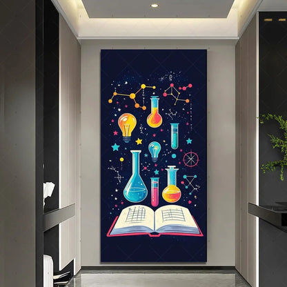Chemistry Lab Door Cover Backdrop – Science Experiment Party Decoration & Photography Props with Laboratory Equipment Theme