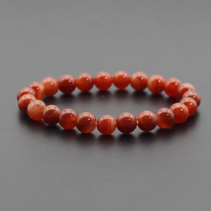 8mm Natural Stone Beaded Bracelet - Black Onyx Lava Tiger Eye Agate Quartz Chakra Yoga Energy Jewelry for Men & Women