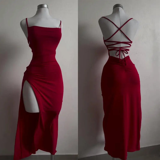 2024 New Summer Dress - High Sensibility Halter Strap Spice Girl Bag Hip Dress