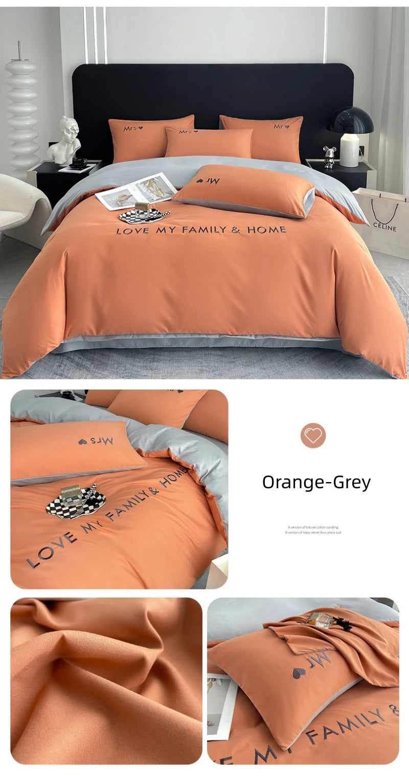 Nordic Luxury Egyptian Cotton Bedding Set - King, Queen, Double, Twin Size with Sheet, Duvet Cover & Pillowcases