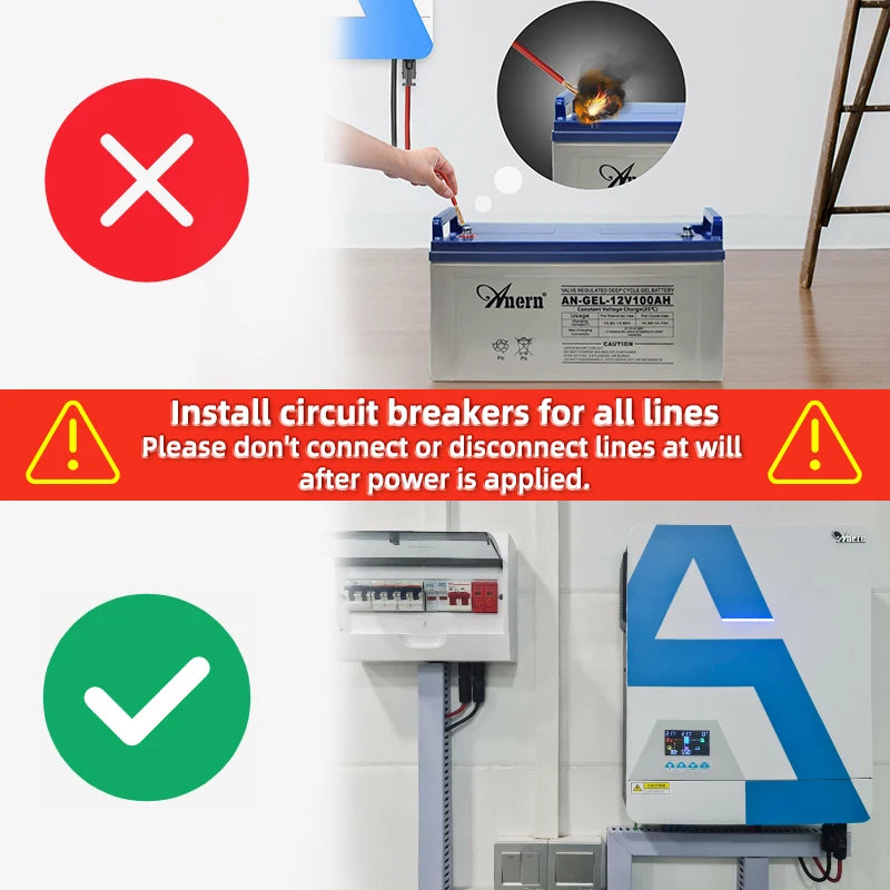 Solar Off-Grid Hybrid Inverter 3600W/4200W/6200W - MPPT Controller 24V/48V/220V, 120A, for Hybrid Solar Systems