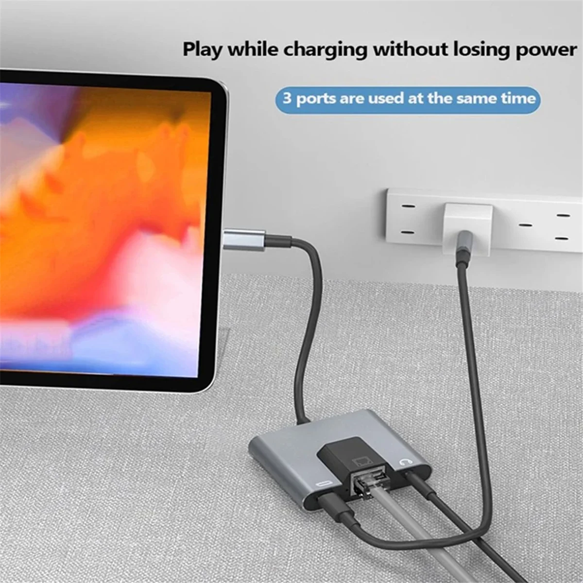 RGEEK USB-C to Ethernet Adapter Hub — Type-C to LAN, 3.5mm Audio & PD Charging Dock for iPhone & Android