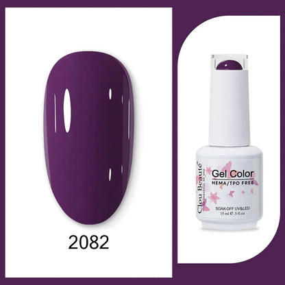 Clou Beaute 15ml Gel Nail Polish Set – Red Black White Green Neon UV Soak-Off Semi-Permanent Nail Varnish Base & Velvet Top Coat