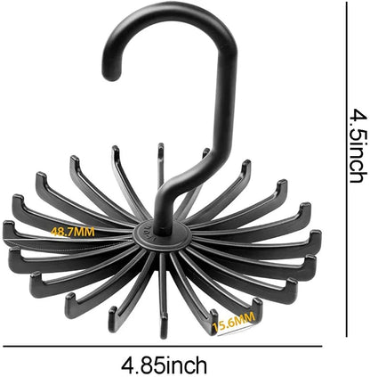 Rotating Hook Holder Rack - Space-Saving Tie, Belt, and Scarf Hanger for Closet Organization