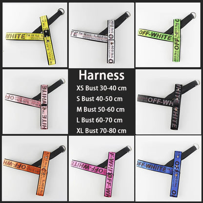 Nylon Dog Collar & Harness Set – Adjustable Durable Leash, Trendy Pet Accessories for Small & Medium Dogs, Seat Belt Safe