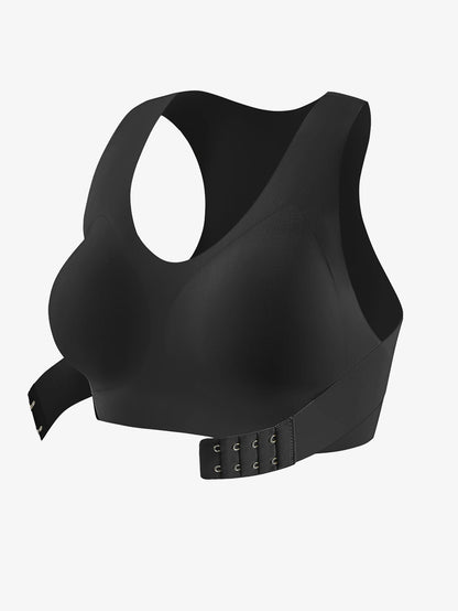 Women's Wireless Lifting Bra - Adjustable Front & Back Buckle Seamless Support Bra with Removable Pads & Wide Straps