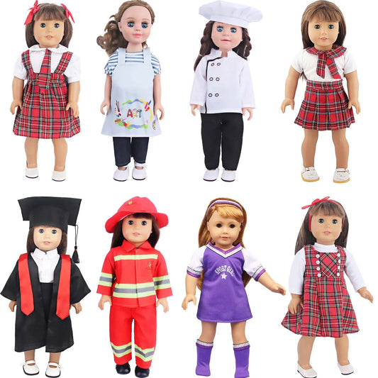 Doll Clothing Set – Firefighter, Student, Graduation, Artist & Athlete Outfits for 18-Inch American & 43cm Baby Newborn OG Girl Dolls