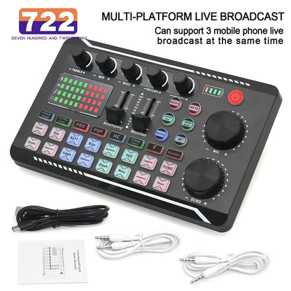 Live Sound Card Audio Interface - DJ Mixer with Voice Changer Effects & Bluetooth for Streaming, Singing and Recording