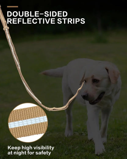 Reflective Shock-Absorbing Dog Leash – Heavy-Duty Tactical Bungee Leash with Car Seatbelt for Large Dogs, No-Pull Pet Leash