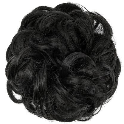 Synthetic Messy Hairpiece Chignon Scrunchie – Blonde & Brown Donut Bun for Women, Elastic Daily Use Hair Extension H9