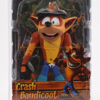 NECA Crash Bandicoot Action Figure with Crate Replica Model Toy - Collectible Game Character Display Figure