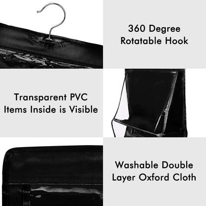 Black Handbag Hanging Organizer – 6 Pocket Foldable Oxford Cloth Storage Bag for Closet and Bedroom