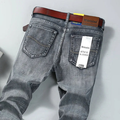 Men’s All-Match Brand Trousers – High-Quality Business Casual High Waist Denim Jeans for All Seasons
