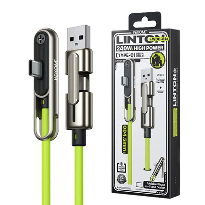 240W USB-C Charging Cable - Foldable Built-In Holder for iPhone 16/17, Samsung & Xiaomi