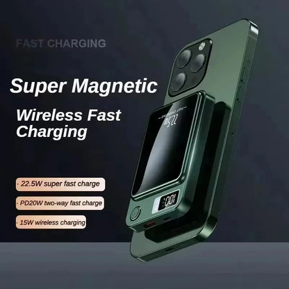 Lenovo 100000mAh Magnetic Power Bank - Wireless Fast Charger Portable Battery Pack for iPhone, Samsung & Xiaomi