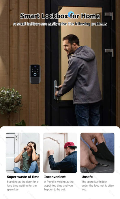 YRHAND TTlock Smart Fingerprint Lock Box – Digital Password, IC Card, Tuya Electronic Portable IP66 Security for Smart Home