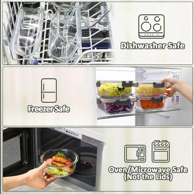 30-Piece Glass Food Storage Container Set — Airtight Meal Prep Containers with Upgraded Snap-Lock Lids, Oven Safe