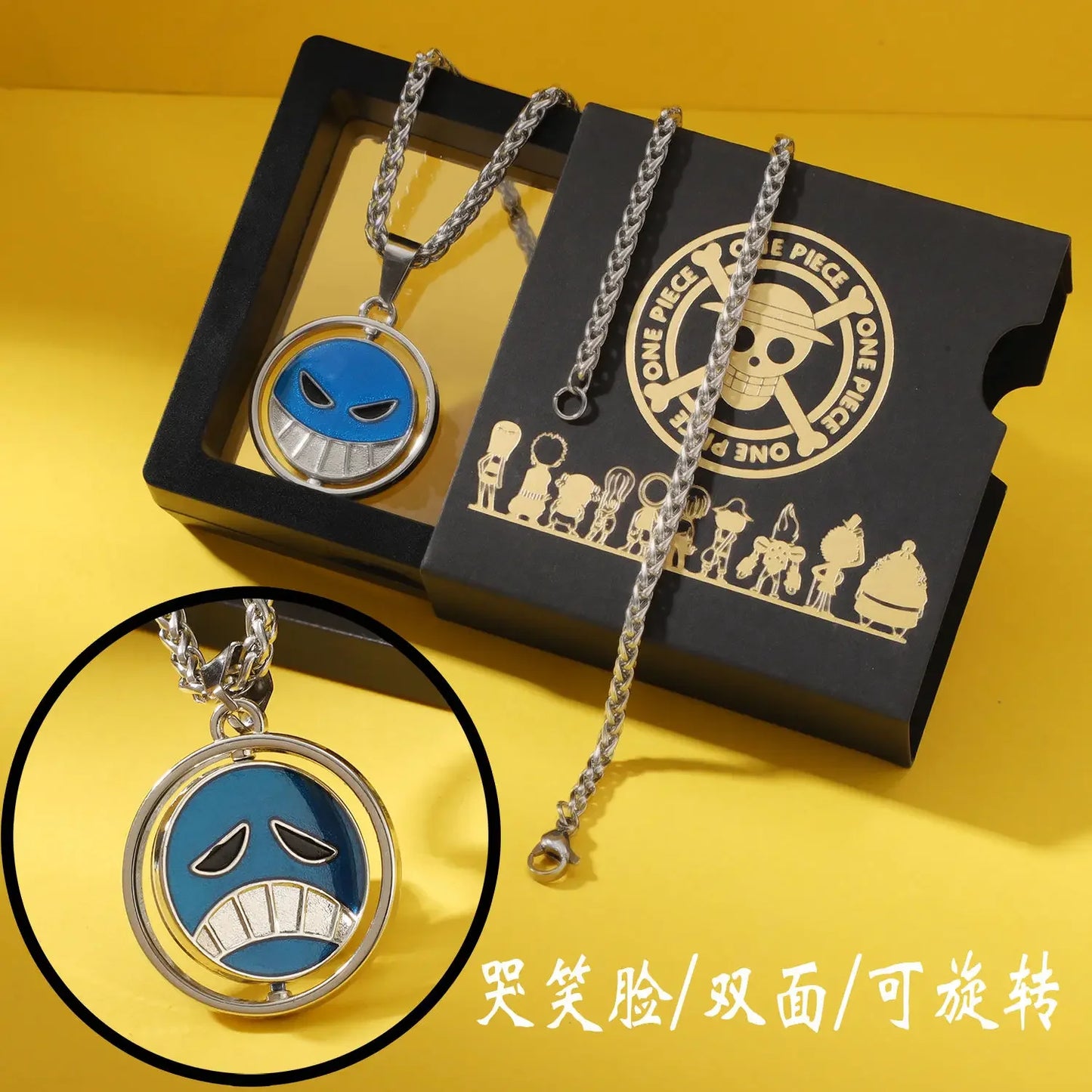 One Piece Luffy & Ace Necklace – Anime Straw Hat Metal Pendant for Men & Women, Sweater Chain Birthday Gift