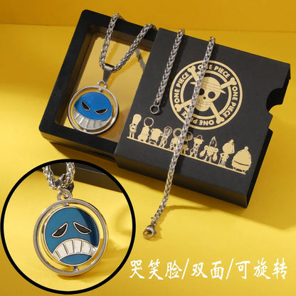 One Piece Luffy & Ace Necklace – Anime Straw Hat Metal Pendant for Men & Women, Sweater Chain Birthday Gift