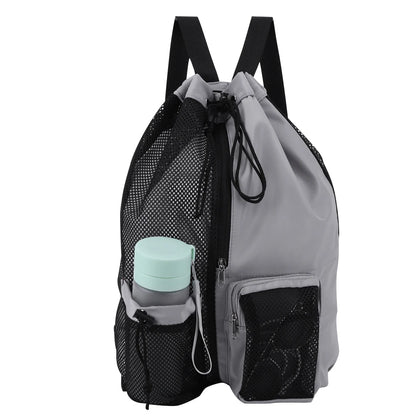 Swim Bag Mesh Drawstring Backpack - Multipurpose Lightweight Beach Bag with Wet Pocket for Swimming, Gym, and Workout Gear
