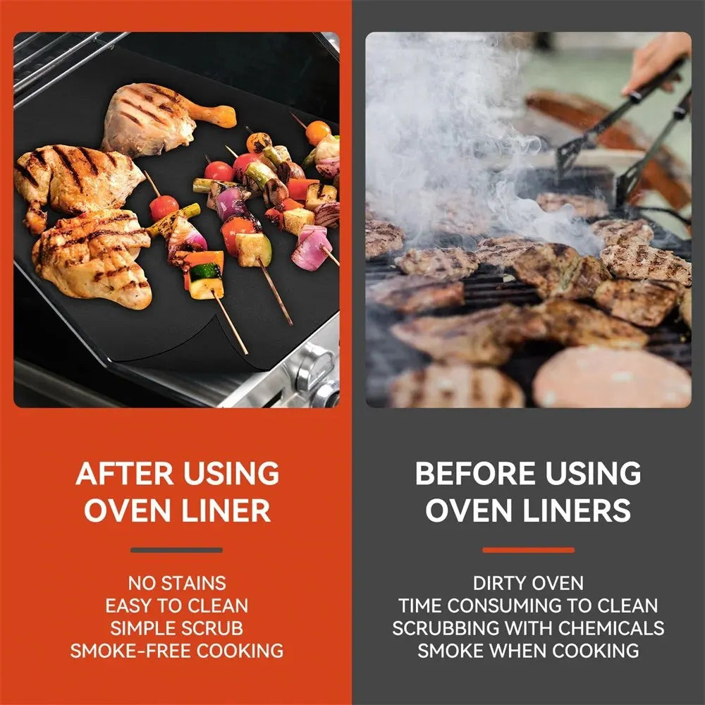 Reusable Non-Stick Oven Liners: Teflon Protector Mats for Electric & Gas Ovens - Heat Resistant Grill Mats for Bottom Protection