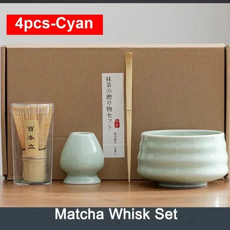 4/6Pcs Bamboo Matcha Tea Whisk Set – Scoop, Brush, Strainer & Bowl for Japanese Tea Ceremony